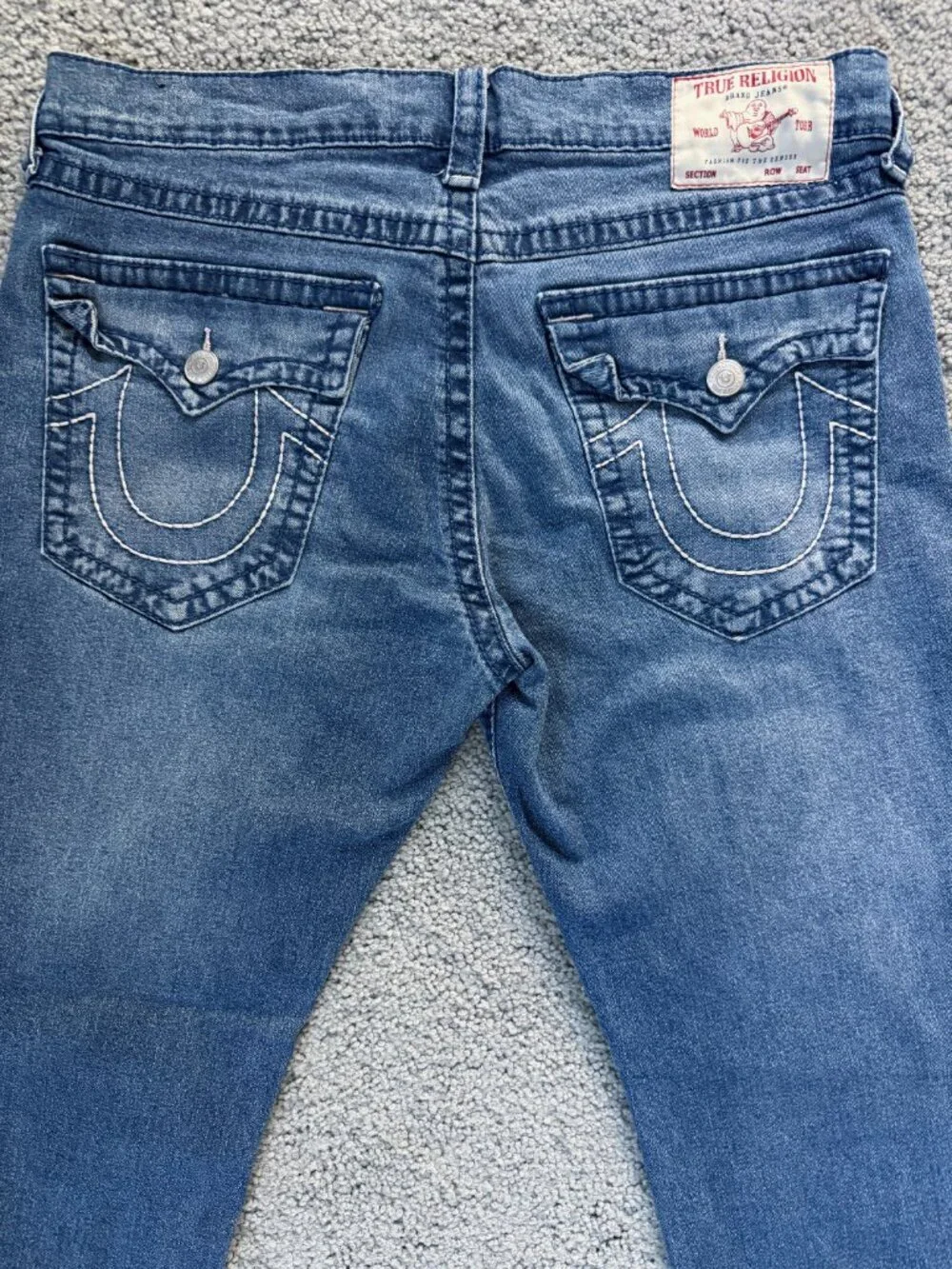 True Religion Geno Big T Flap Slim Jeans Men's Size 34x32-Med. Wash Excellent UC